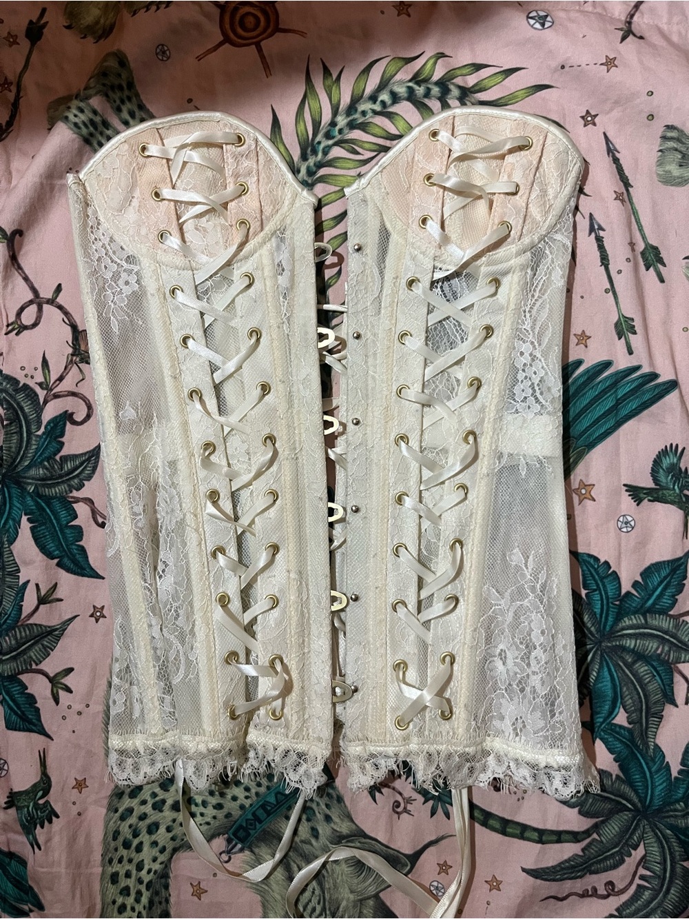 Adore Me Ivory Lace Corset Bustier